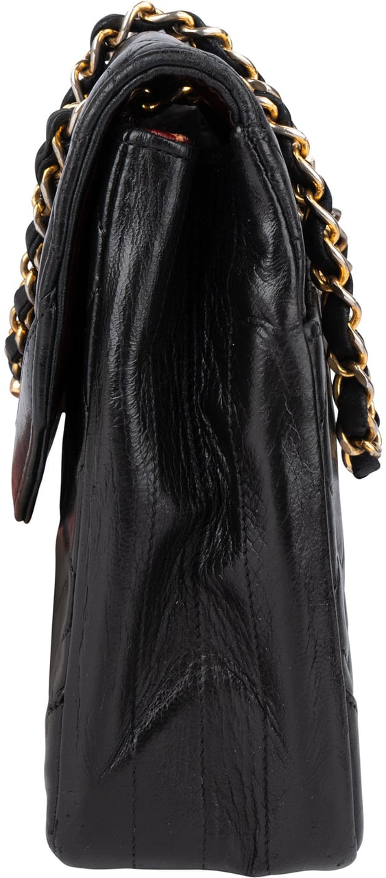 Chanel Chanel Quilted Lambskin 24K Gold Single Flap Shoulder Bag Zwart