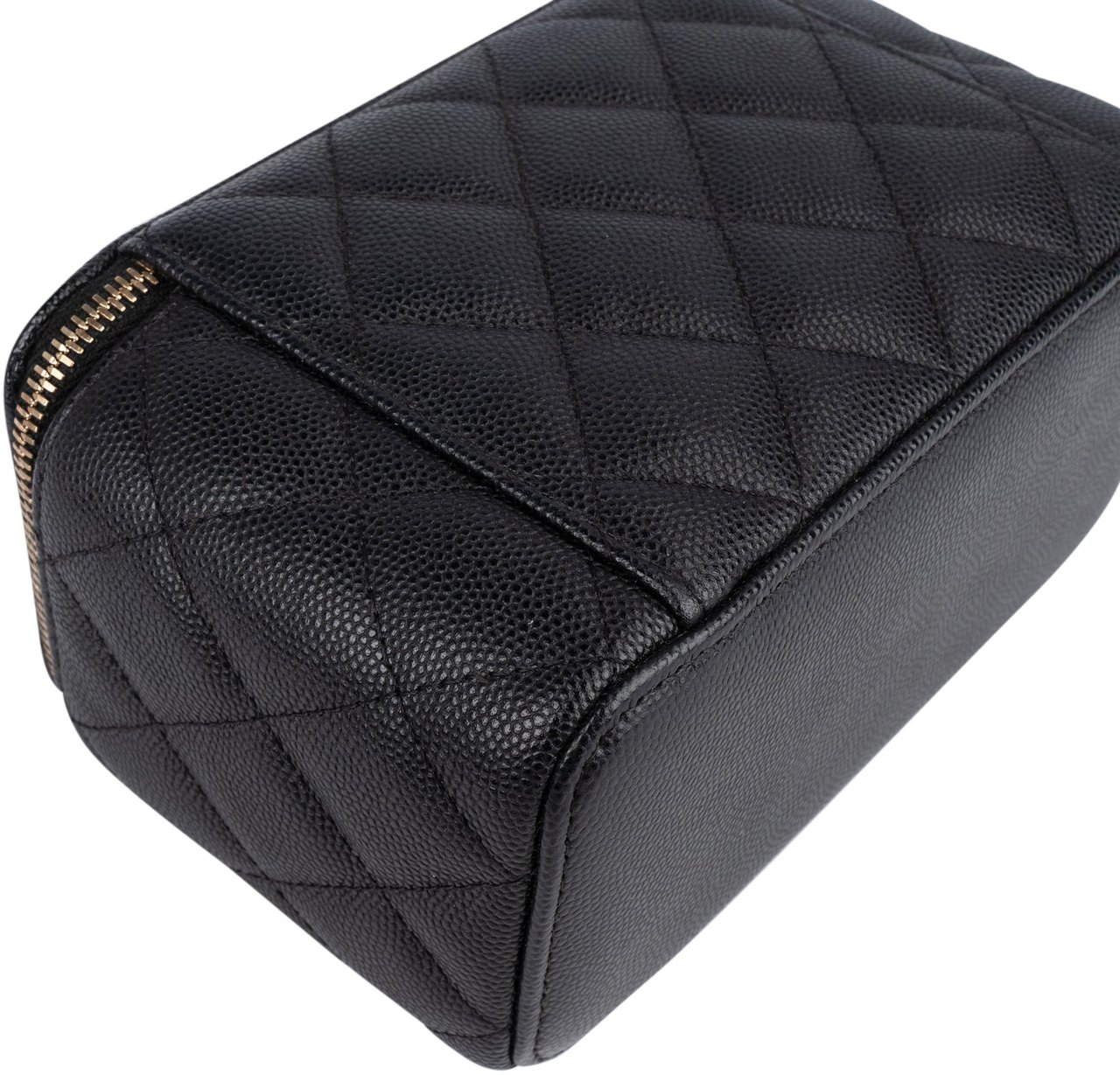 Chanel Chanel Quilted Caviar Leather Vanity Case Crossbody Bag Zwart