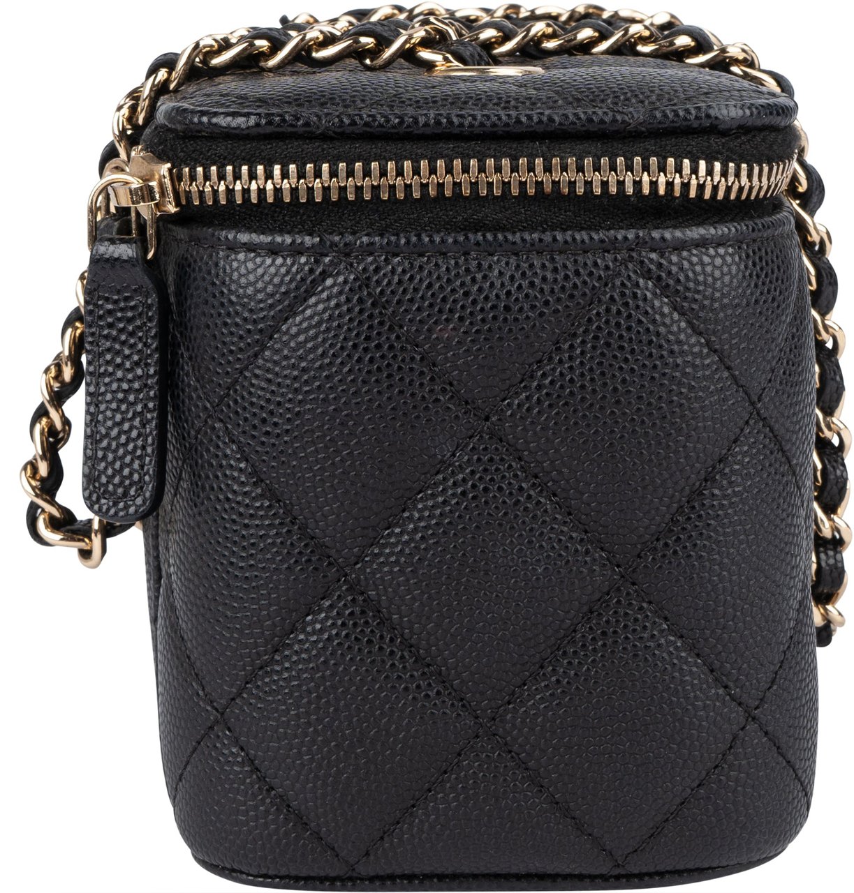 Chanel Chanel Quilted Caviar Leather Vanity Case Crossbody Bag Zwart