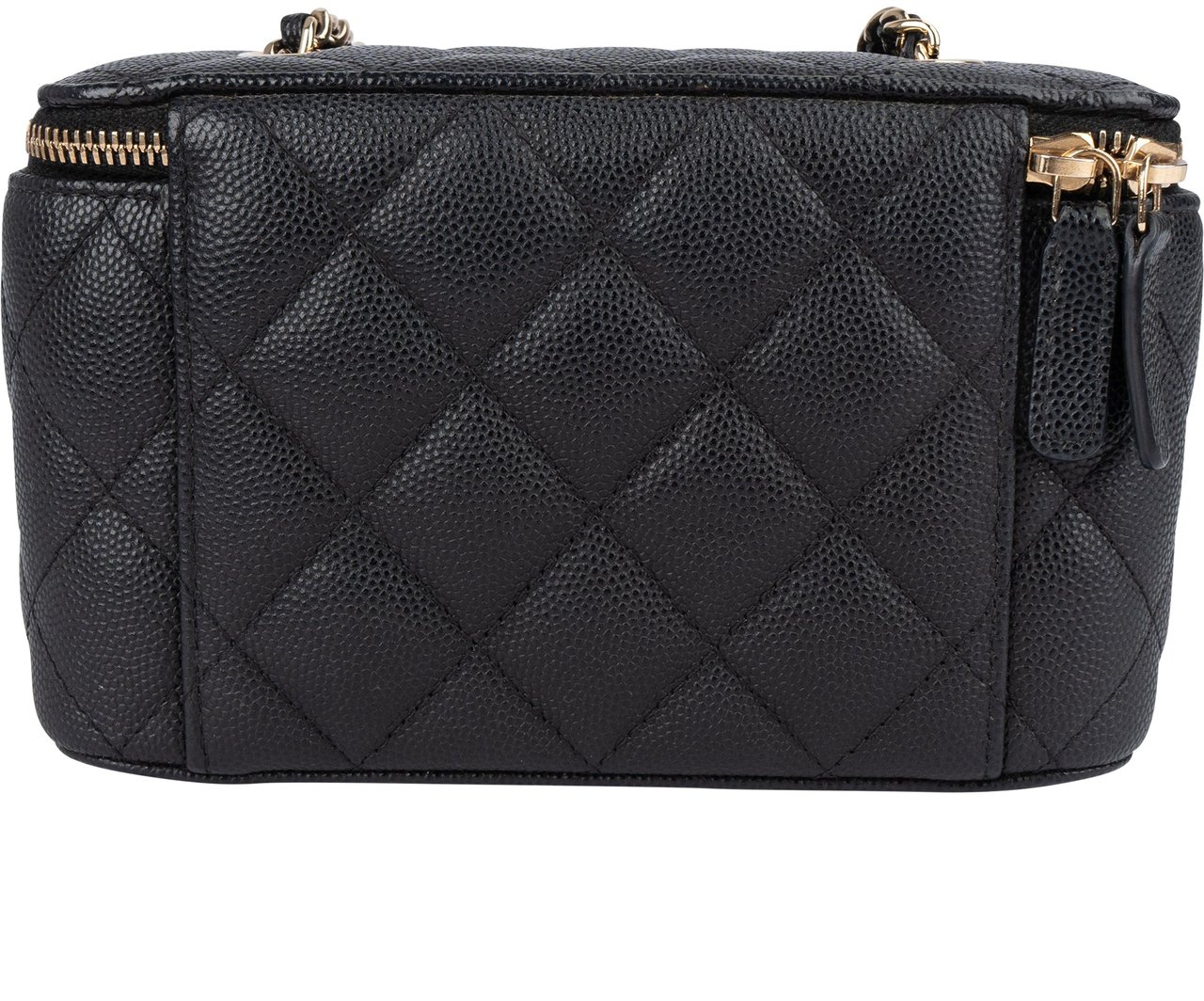 Chanel Chanel Quilted Caviar Leather Vanity Case Crossbody Bag Zwart