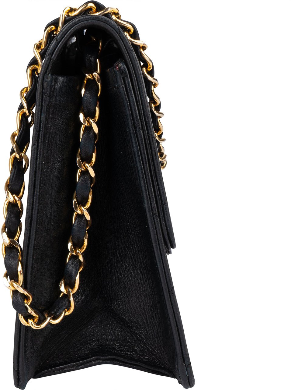 Chanel Chanel Quilted Lambskin 24K Gold Single Flap Crossbody Bag Zwart