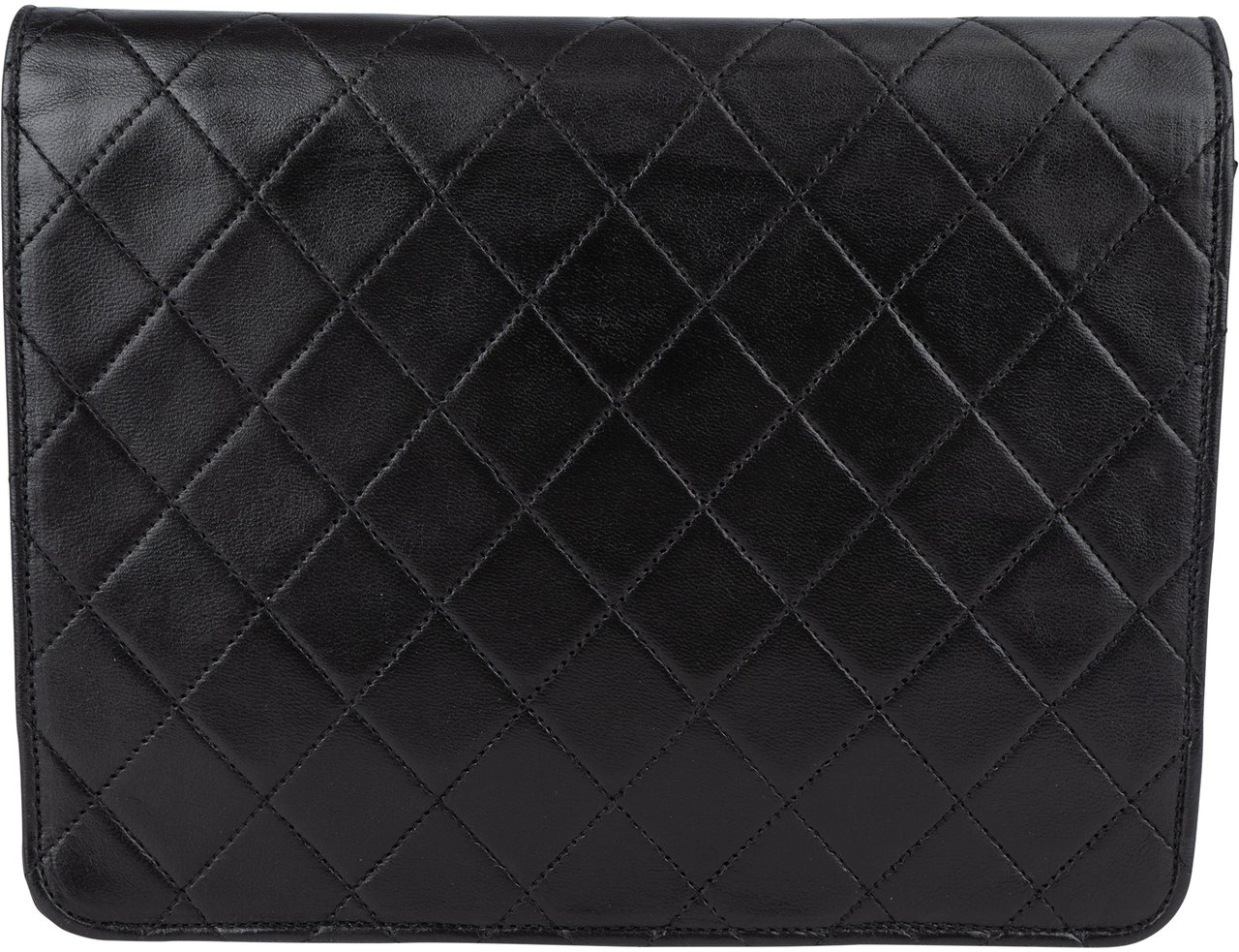 Chanel Chanel Quilted Lambskin 24K Gold Single Flap Crossbody Bag Zwart