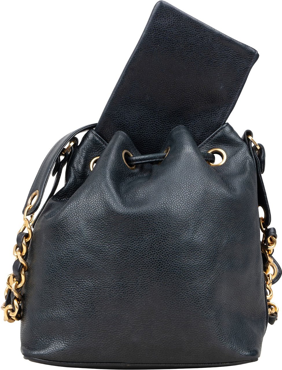 Chanel Chanel Caviar Leather CC Drawstring Bucket Crossbody Bag Zwart