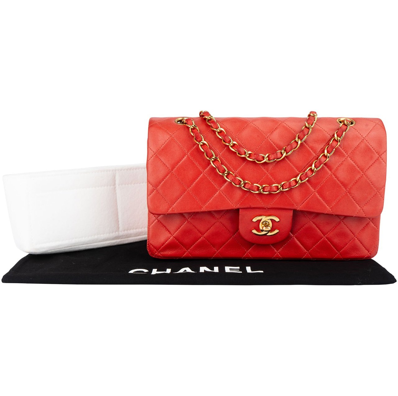 Chanel Chanel Quilted Lambskin 24K Gold Medium Double Flap Crossbody Bag Rood