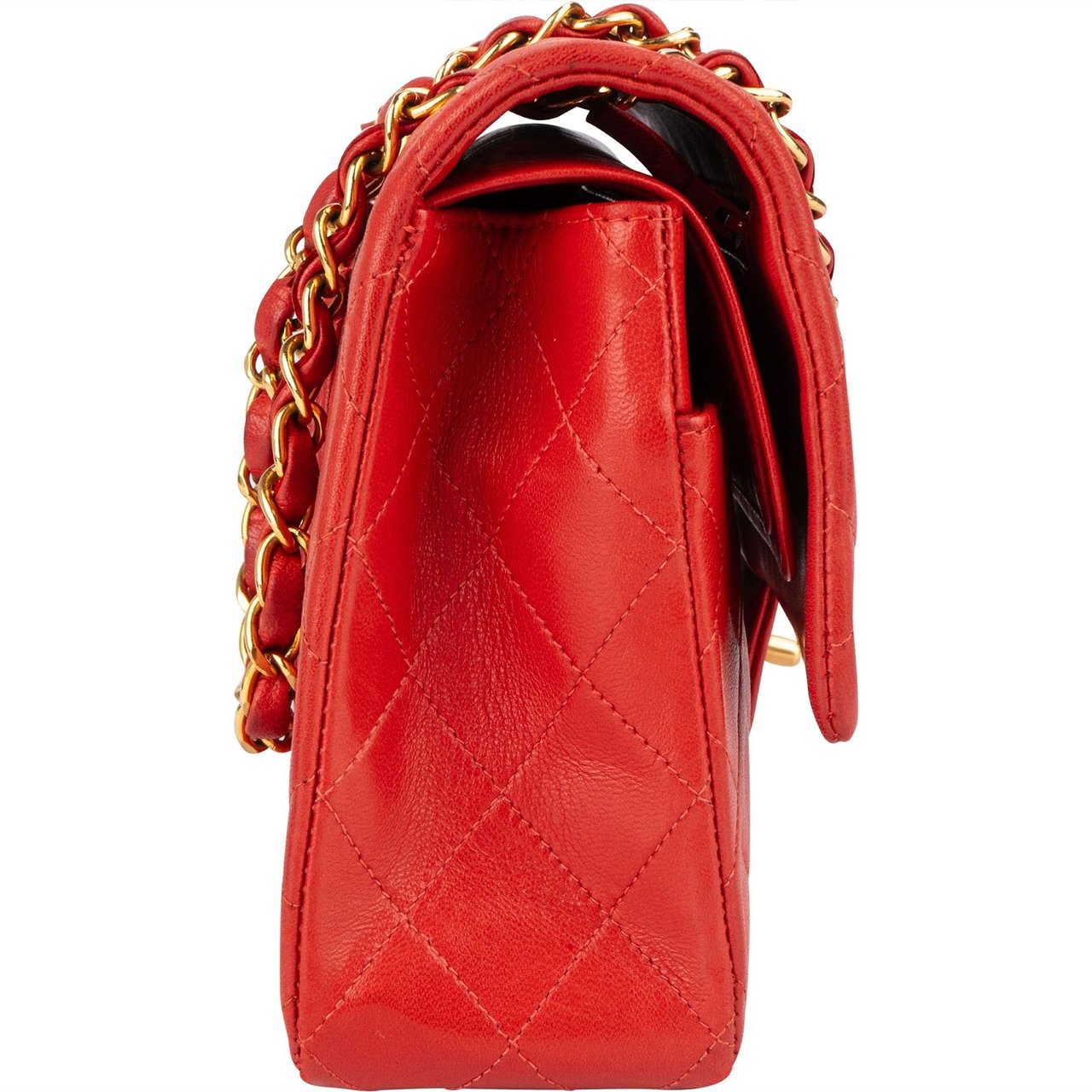 Chanel Chanel Quilted Lambskin 24K Gold Medium Double Flap Crossbody Bag Rood