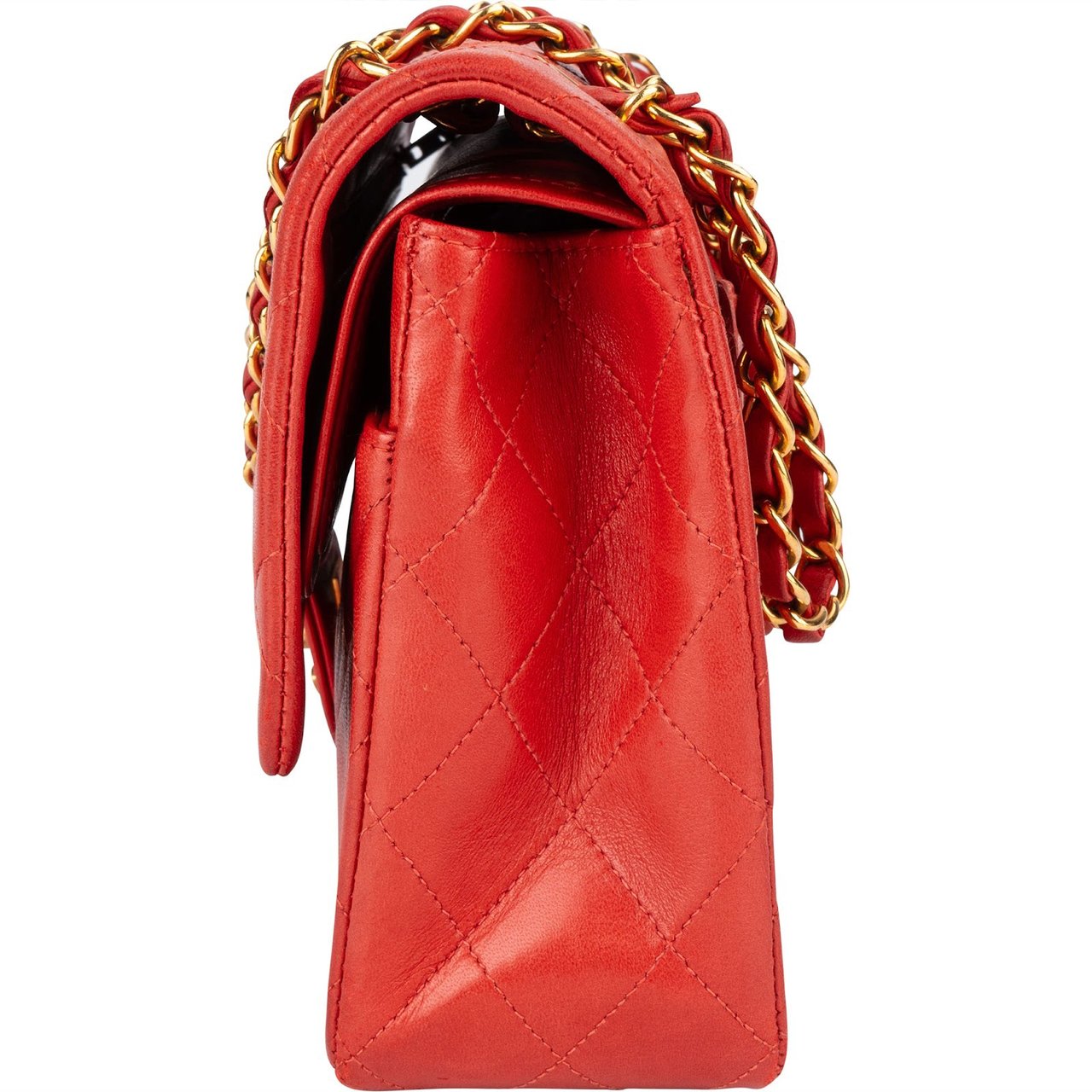 Chanel Chanel Quilted Lambskin 24K Gold Medium Double Flap Crossbody Bag Rood