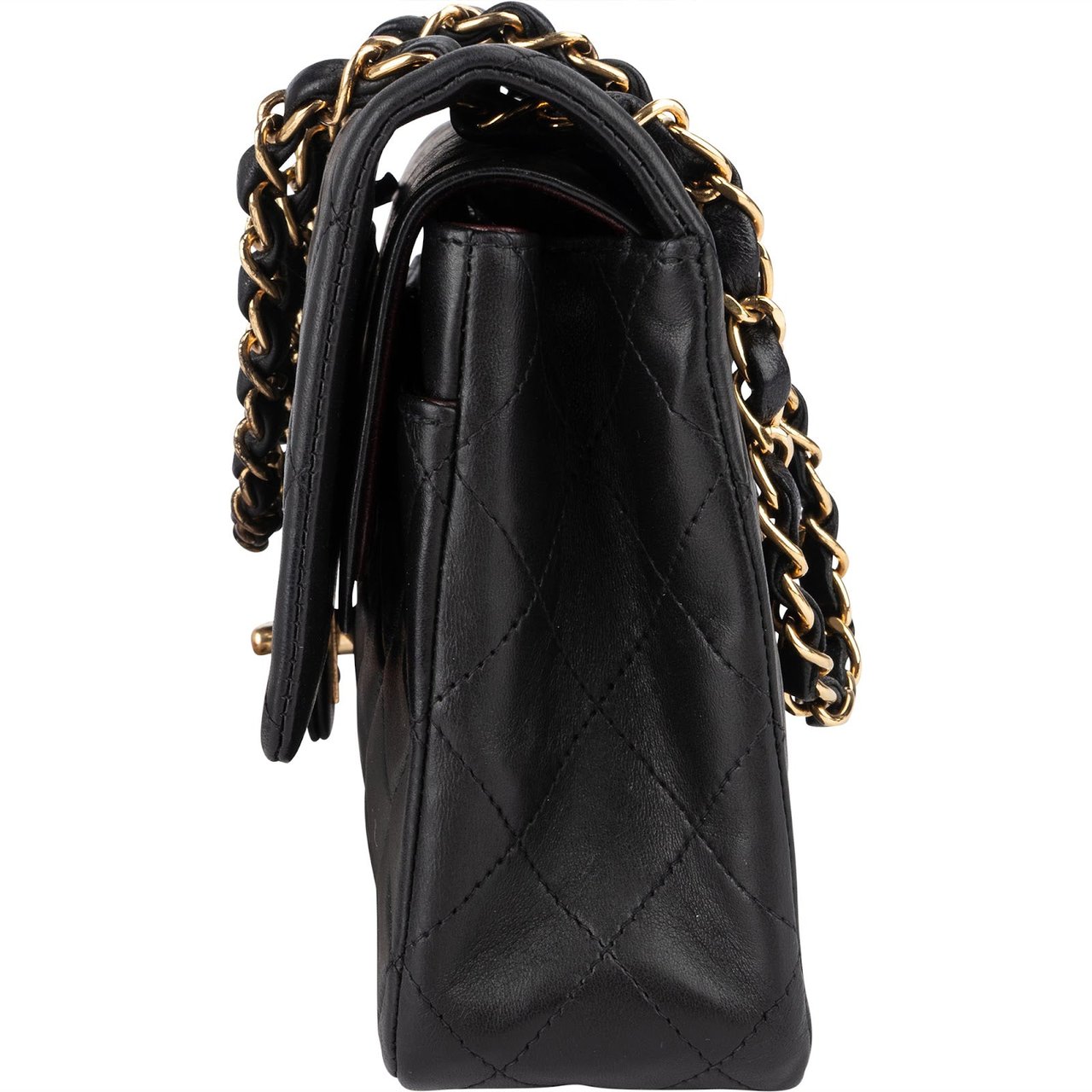 Chanel Chanel Quilted Lambskin 24K Gold Medium Double Flap Crossbody Bag Zwart