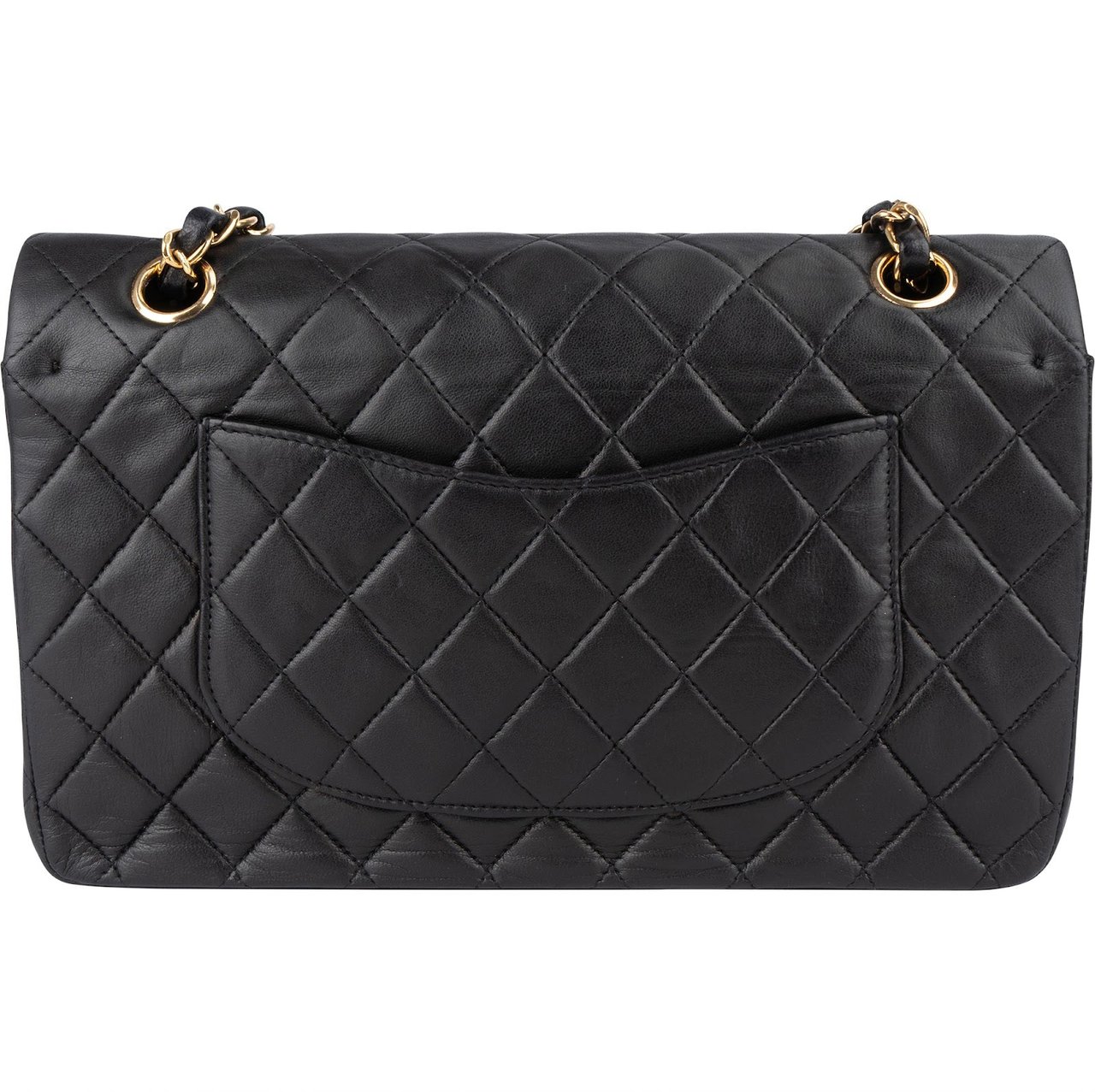 Chanel Chanel Quilted Lambskin 24K Gold Medium Double Flap Crossbody Bag Zwart