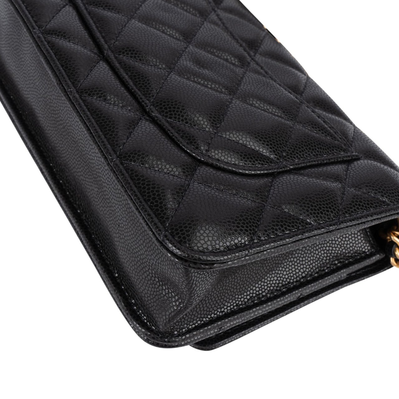 Chanel Quilted Caviar Leather Wallet On Chain Crossbody Bag Zwart