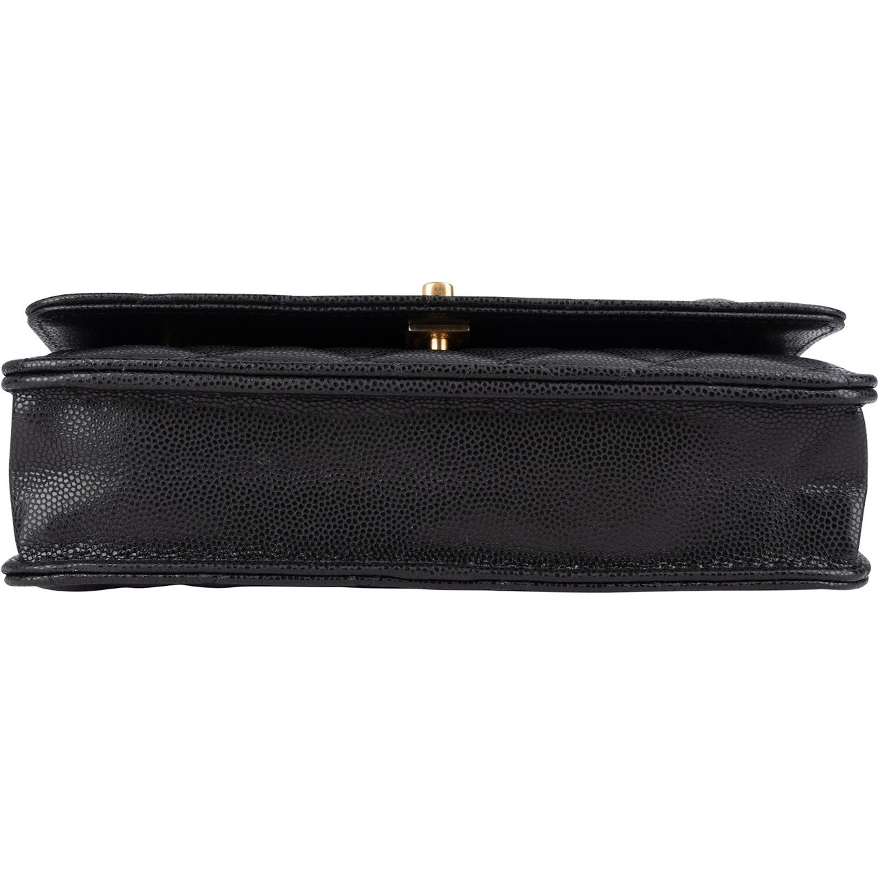Chanel Quilted Caviar Leather Wallet On Chain Crossbody Bag Zwart