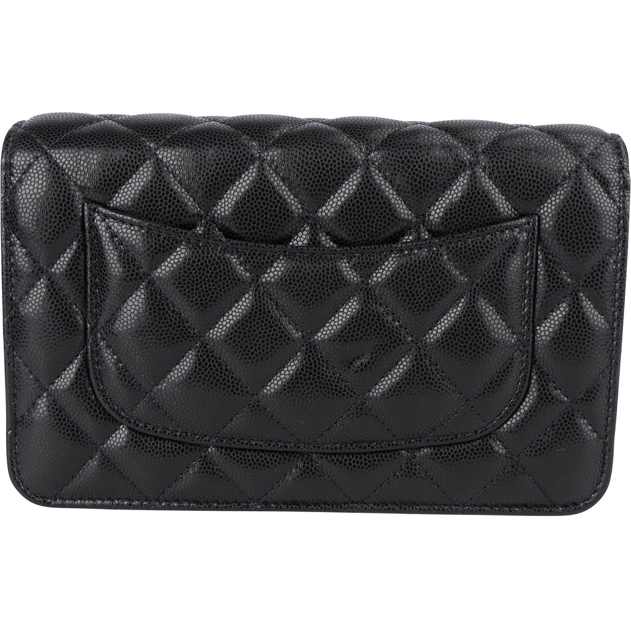 Chanel Quilted Caviar Leather Wallet On Chain Crossbody Bag Zwart