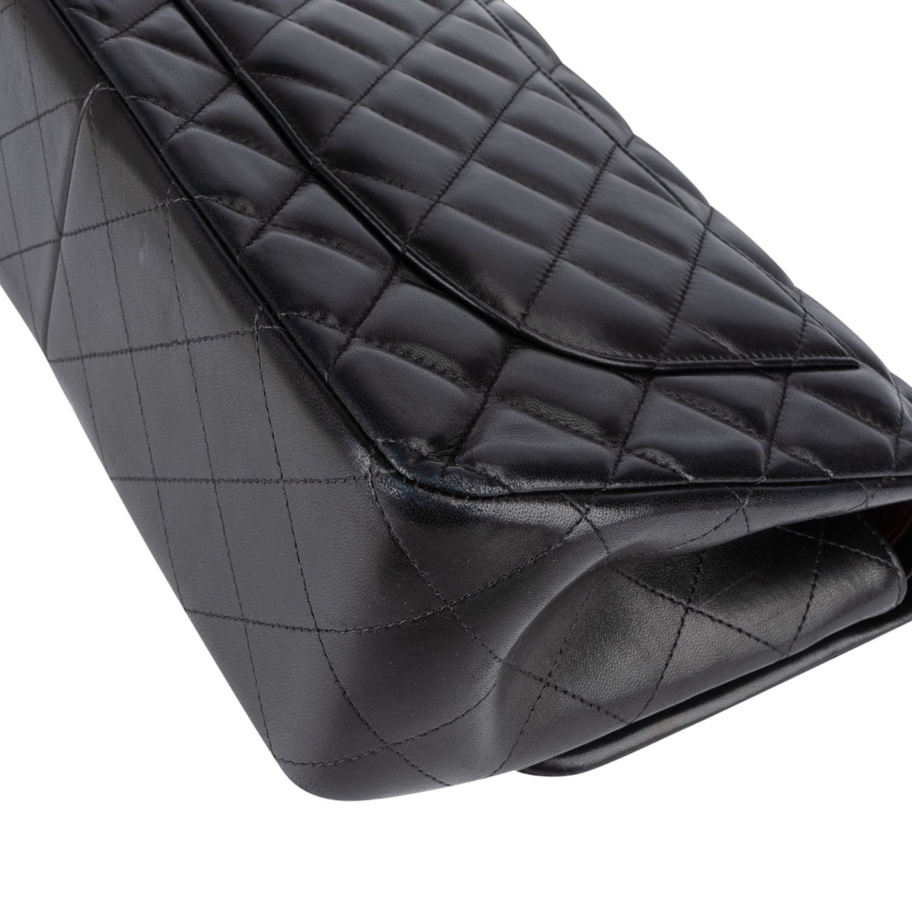 Chanel Chanel Quilted Lambskin Jumbo Double Flap Crossbody Bag Zwart