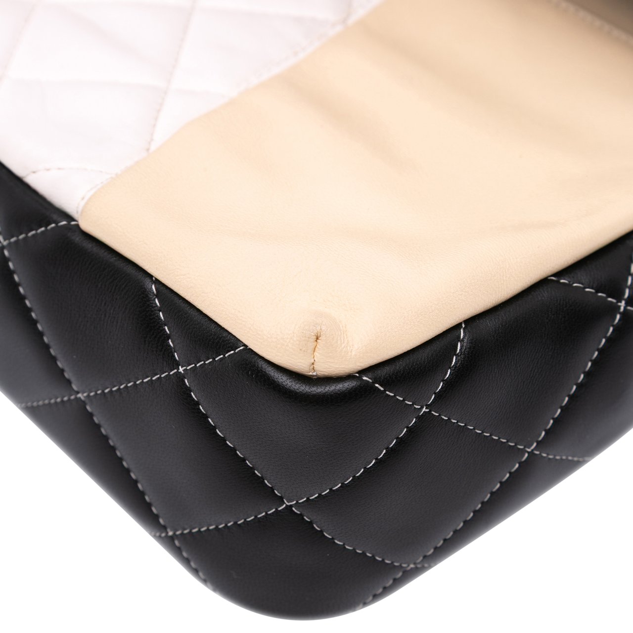 Chanel Jumbo Classic Tricolor Lambskin Colorblock Double Flap Bruin