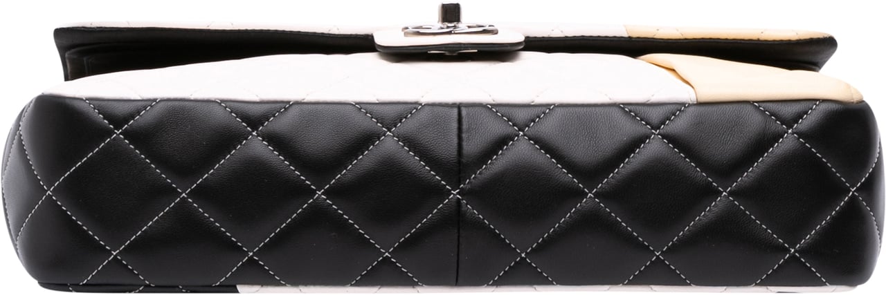 Chanel Jumbo Classic Tricolor Lambskin Colorblock Double Flap Bruin