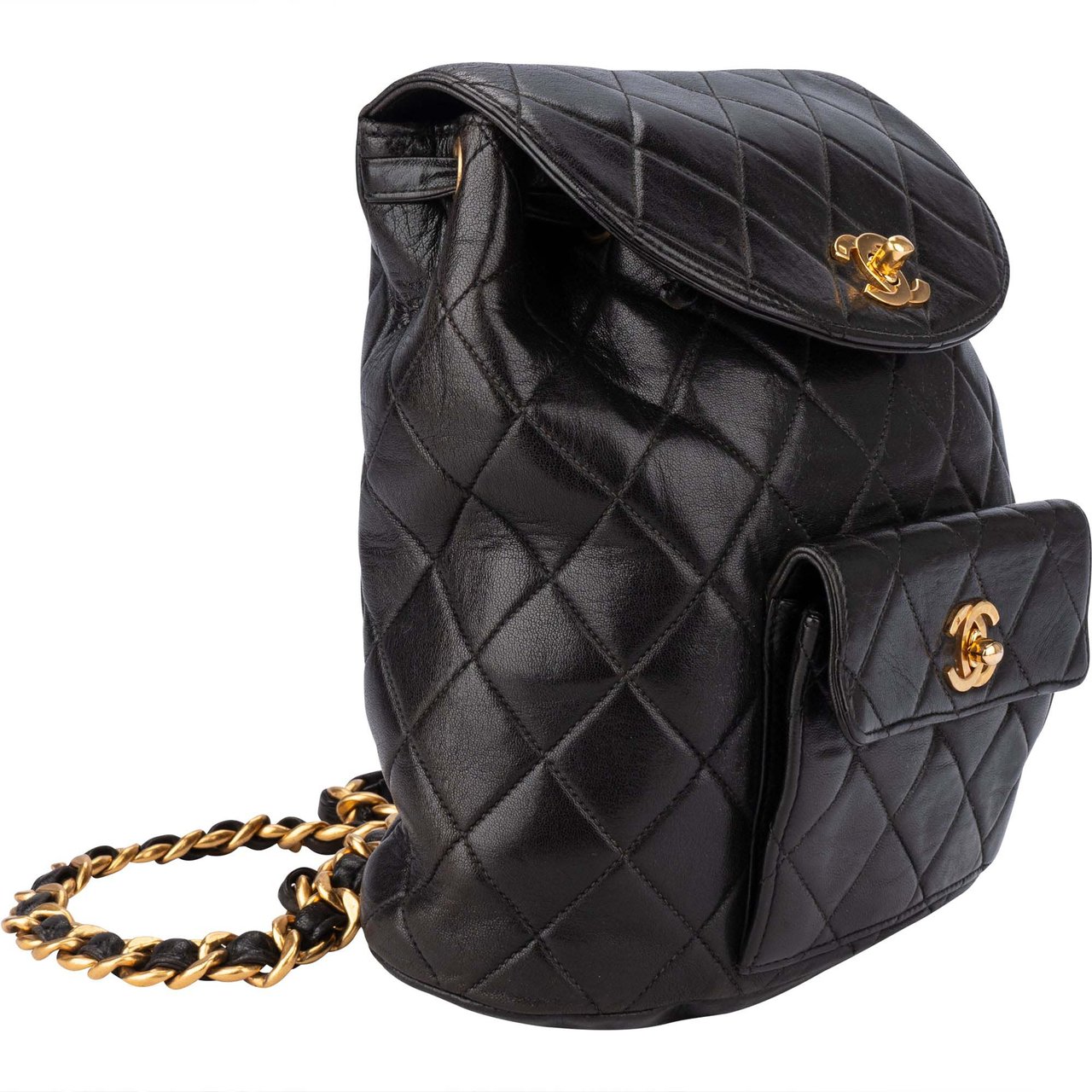 Chanel Chanel Quilted Lambskin 24K Gold Duma Mini Backpack Divers