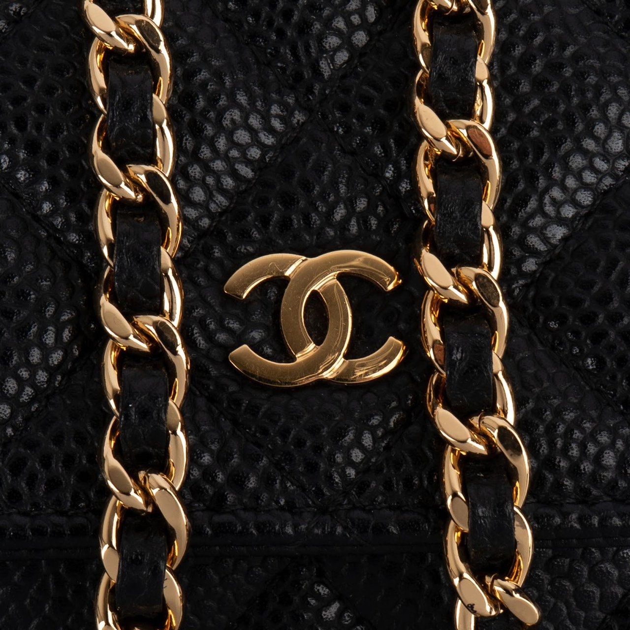 Chanel Chanel Quilted Caviar Leather CC Wallet On Chain Crossbody Bag Zwart