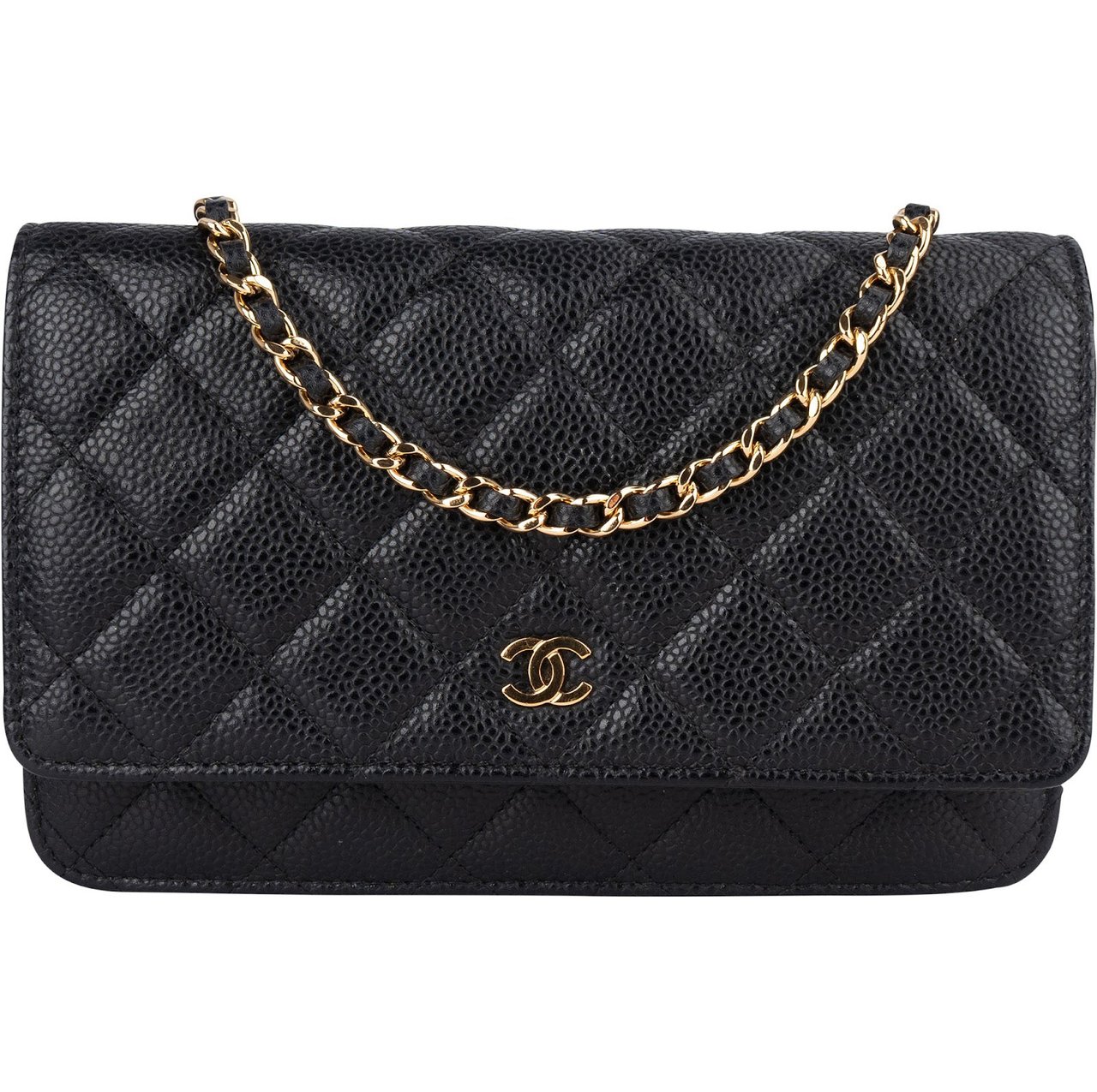 Chanel Chanel Quilted Caviar Leather CC Wallet On Chain Crossbody Bag Zwart