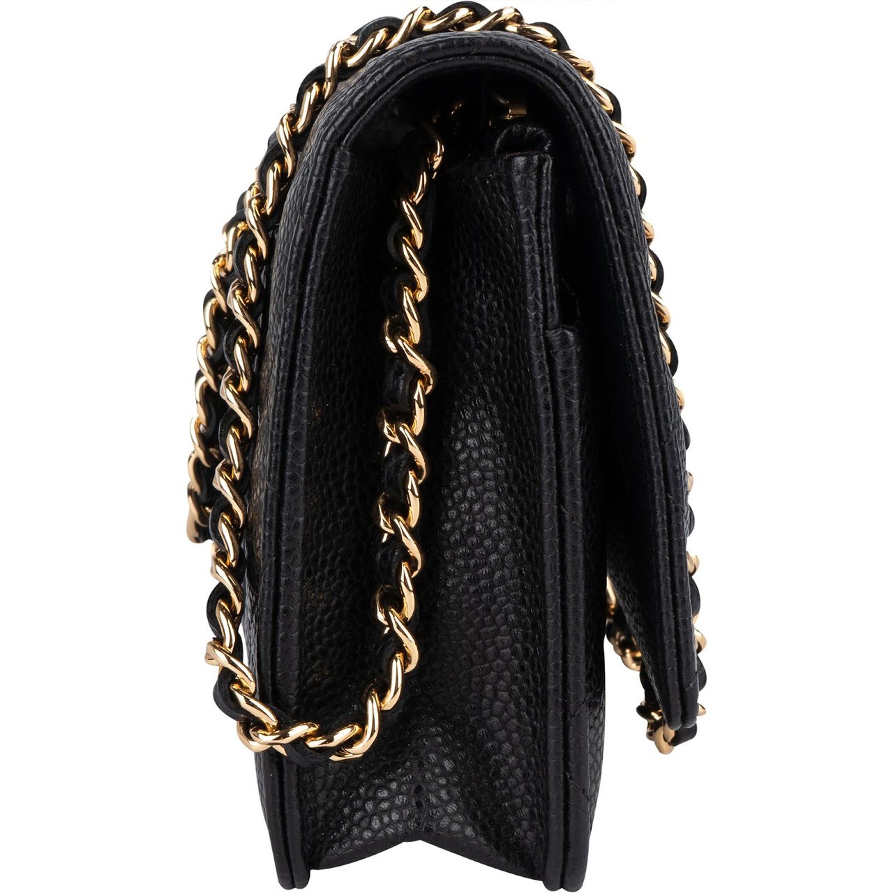 Chanel Chanel Quilted Caviar Leather CC Wallet On Chain Crossbody Bag Zwart
