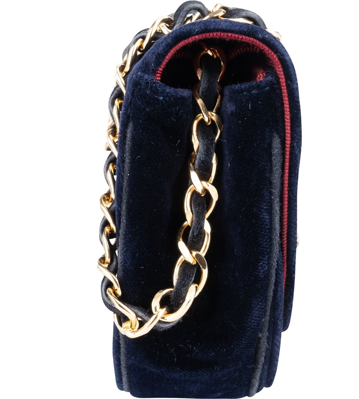 Chanel Chanel Chevron Velvet Half Moon Single Flap Crossbody Bag Navy