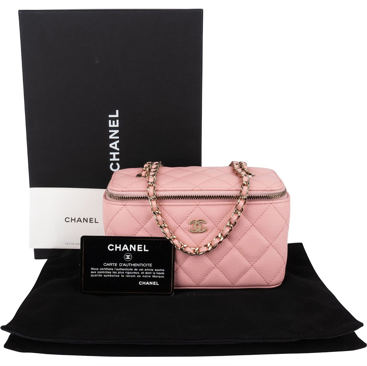 Chanel Chanel Quilted Caviar Leather Vanity Case Crossbody Bag Rood