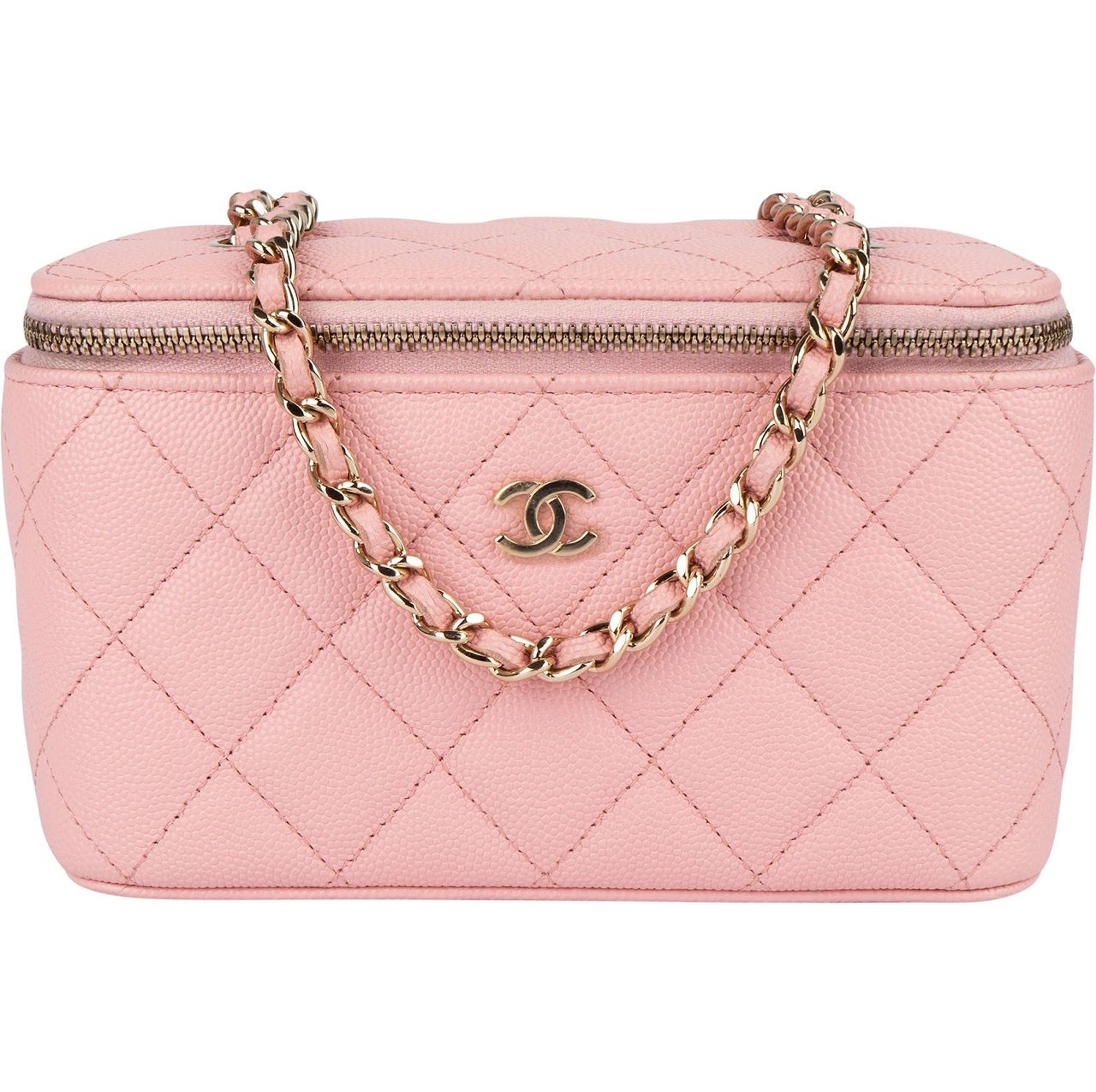 Chanel Chanel Quilted Caviar Leather Vanity Case Crossbody Bag Rood