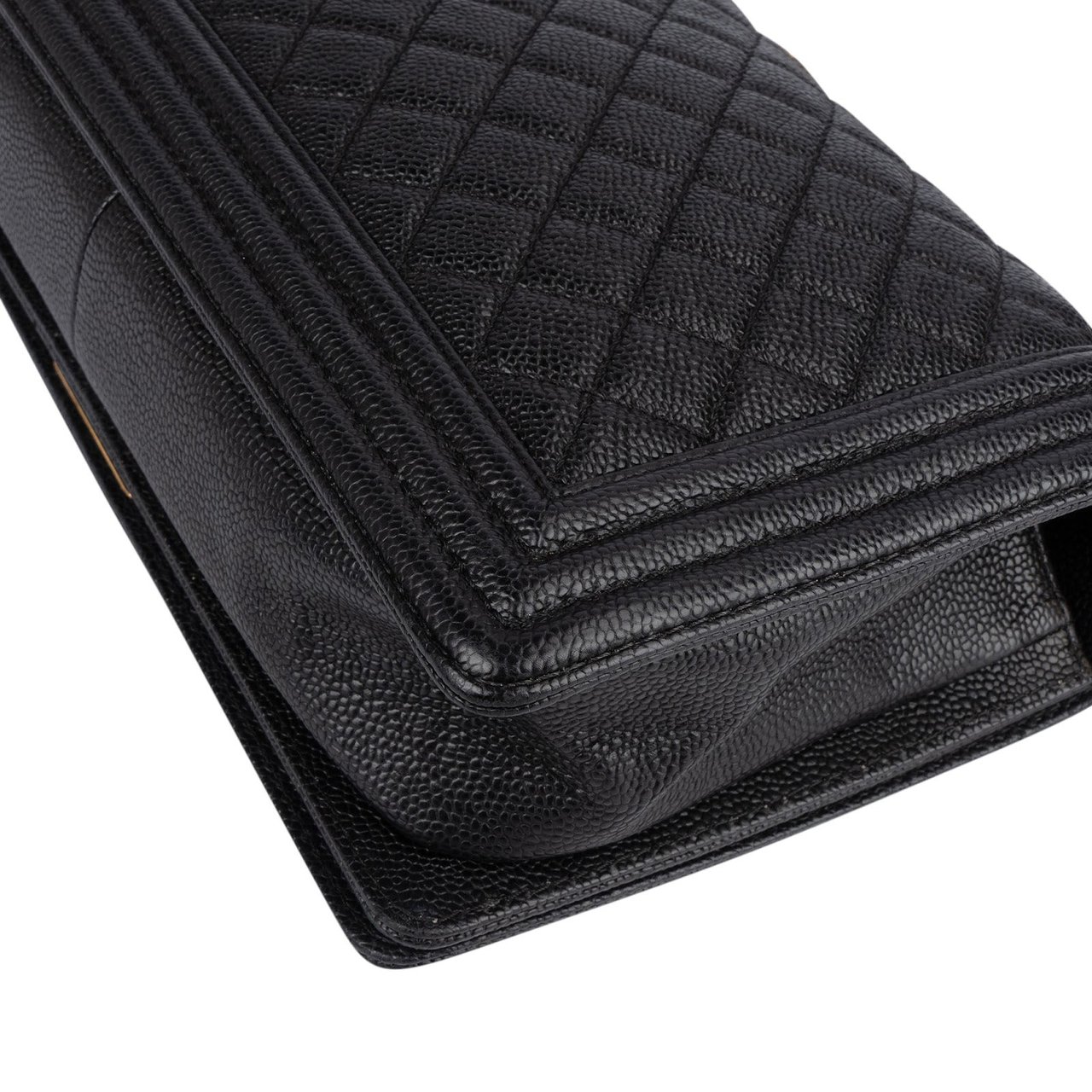 Chanel Chanel Quilted Caviar Leather Boy Single Flap Crossbody Bag Zwart