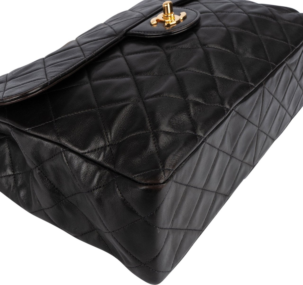 Chanel Chanel Quilted Lambskin 24K Gold Soft Jumbo Single Flap Crossbody Bag Bruin