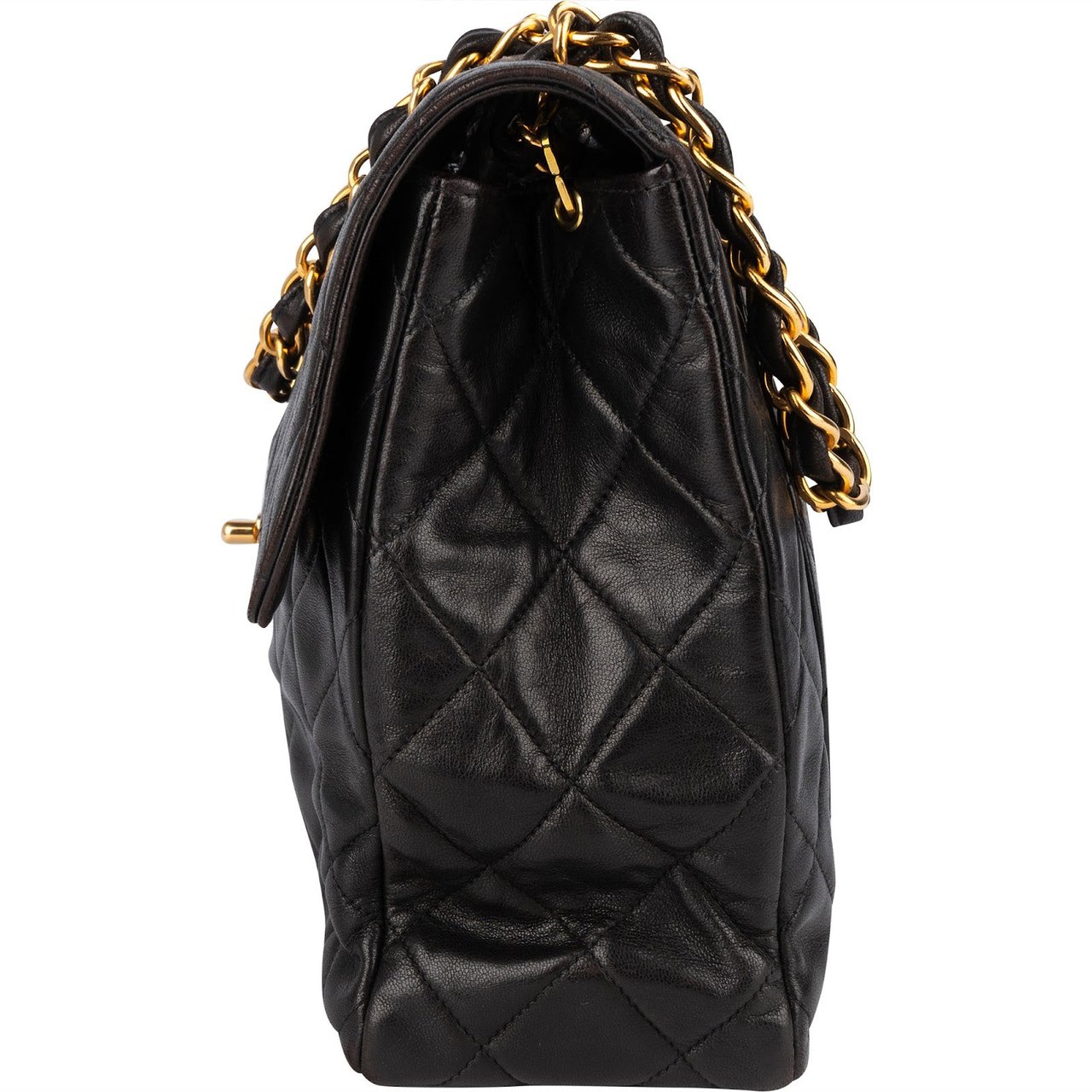 Chanel Chanel Quilted Lambskin 24K Gold Soft Jumbo Single Flap Crossbody Bag Bruin