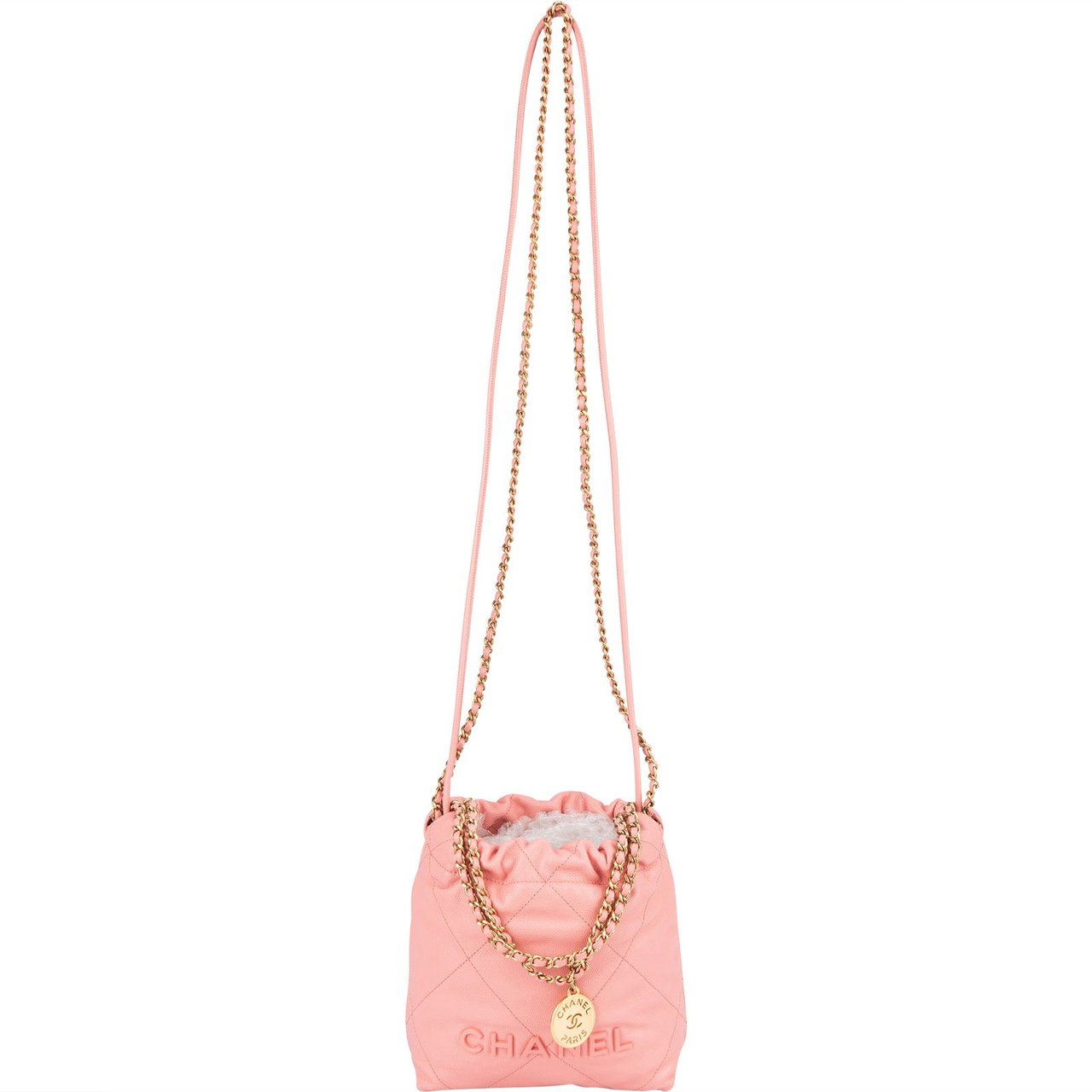 Chanel Chanel 22 Caviar Leather Small Drawstring Bag Handbag Rood
