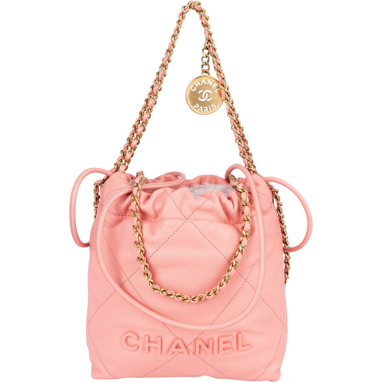 Chanel 22 Caviar Leather Small Drawstring Bag Handbag Rood