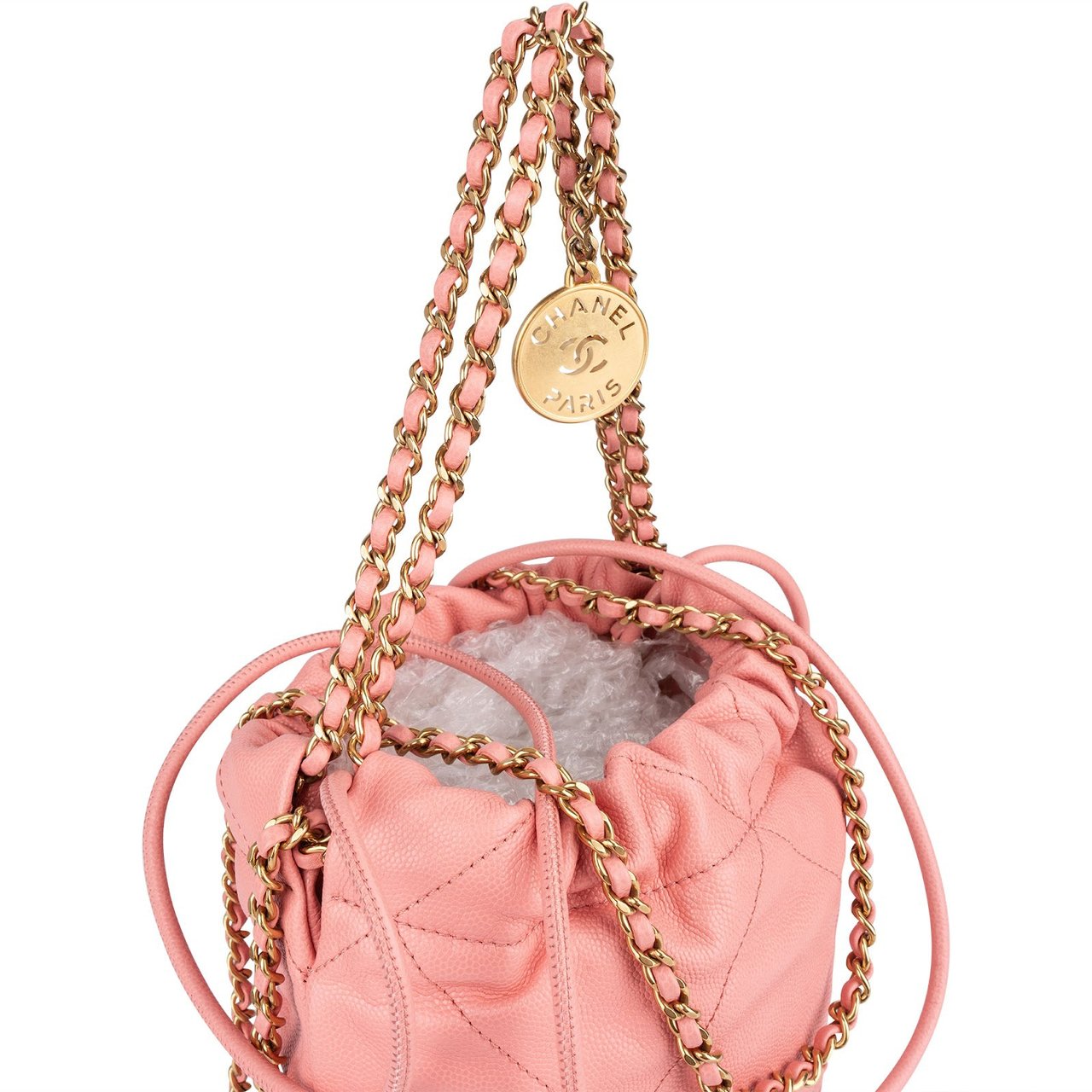 Chanel 22 Caviar Leather Small Drawstring Bag Handbag Rood