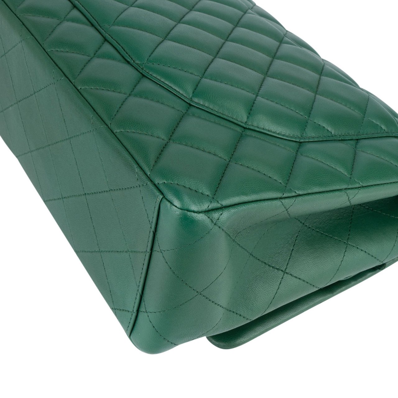 Chanel Chanel Quilted Lambskin Maxi Double Flap Crossbody Bag Groen