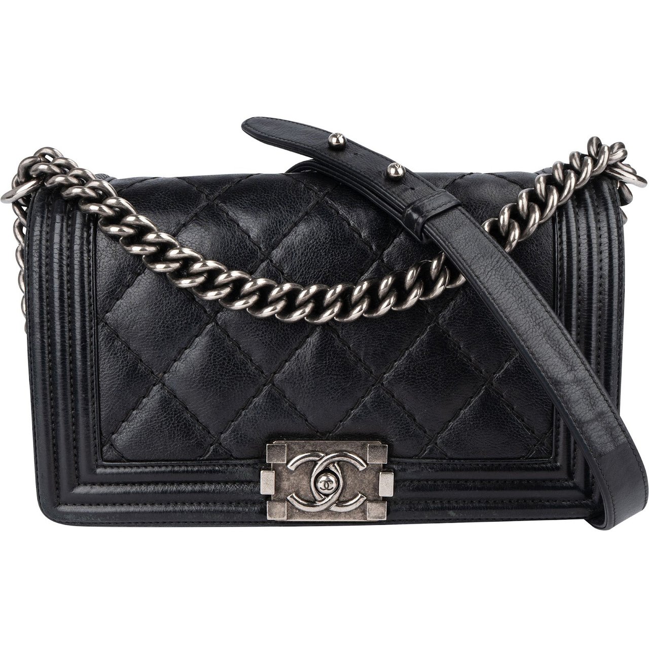 Chanel Chanel Quilted Calfskin Boy Single Flap Crossbody Bag Zwart