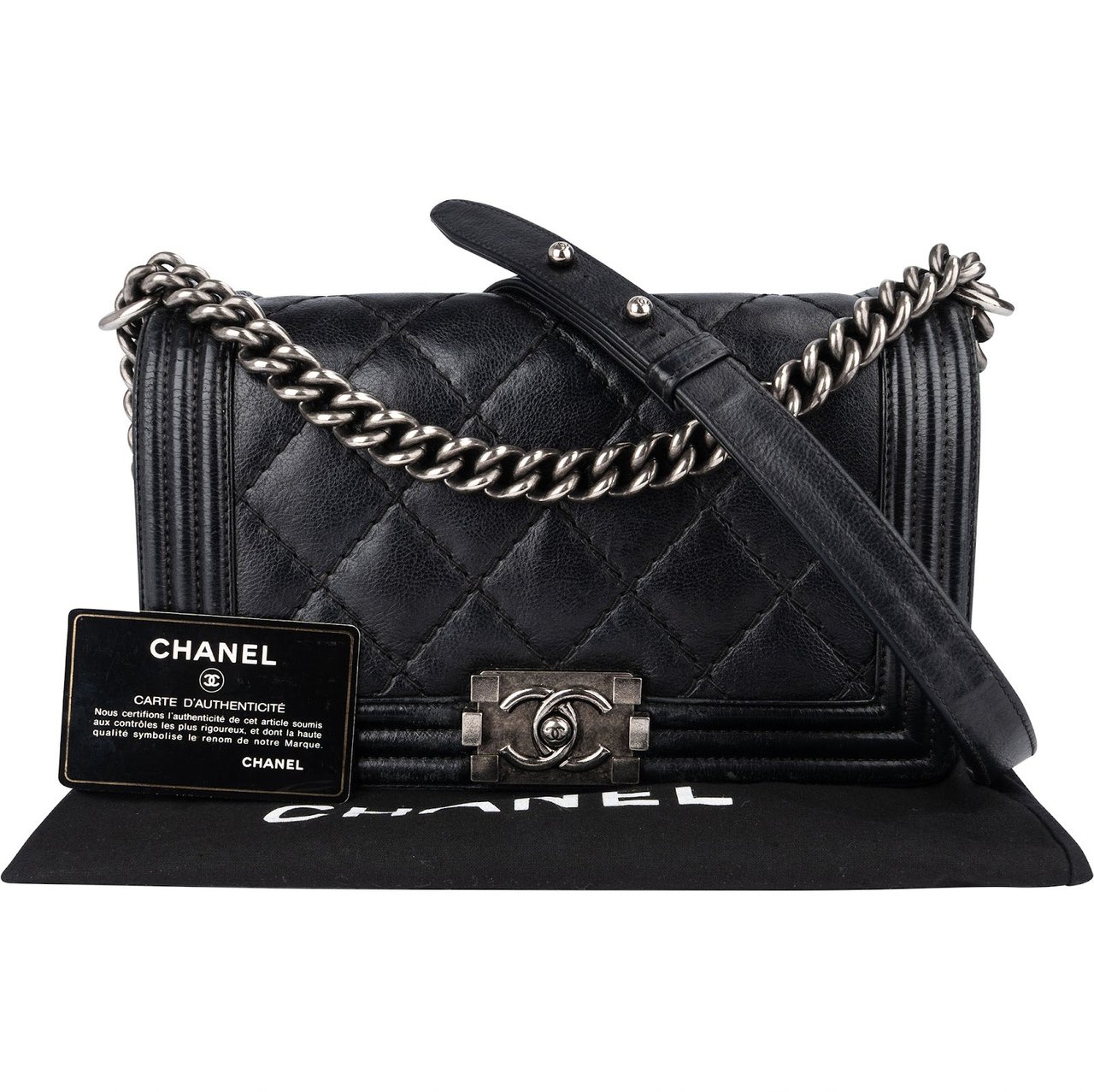 Chanel Chanel Quilted Calfskin Boy Single Flap Crossbody Bag Zwart