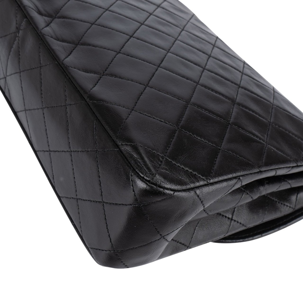 Chanel Chanel Quilted Lambskin 24K Gold Single Flap Shoulder Bag Zwart