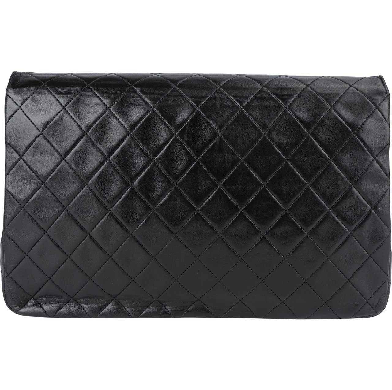 Chanel Chanel Quilted Lambskin 24K Gold Single Flap Shoulder Bag Zwart