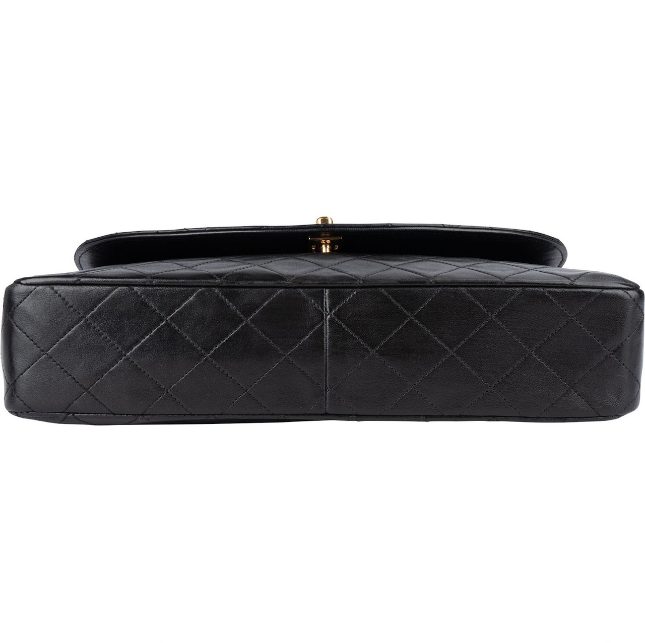 Chanel Chanel Quilted Lambskin 24K Gold Single Flap Shoulder Bag Zwart