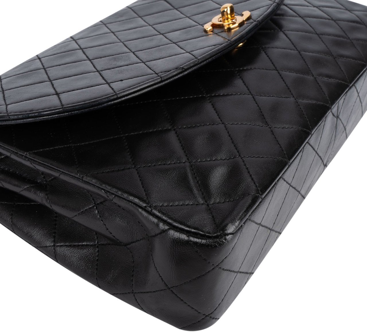 Chanel Chanel Quilted Lambskin 24K Gold Single Flap Shoulder Bag Zwart