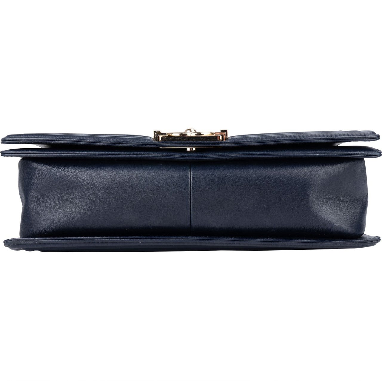 Chanel Chanel Quilted Lambskin Boy Single Flap Crossbody Bag Navy