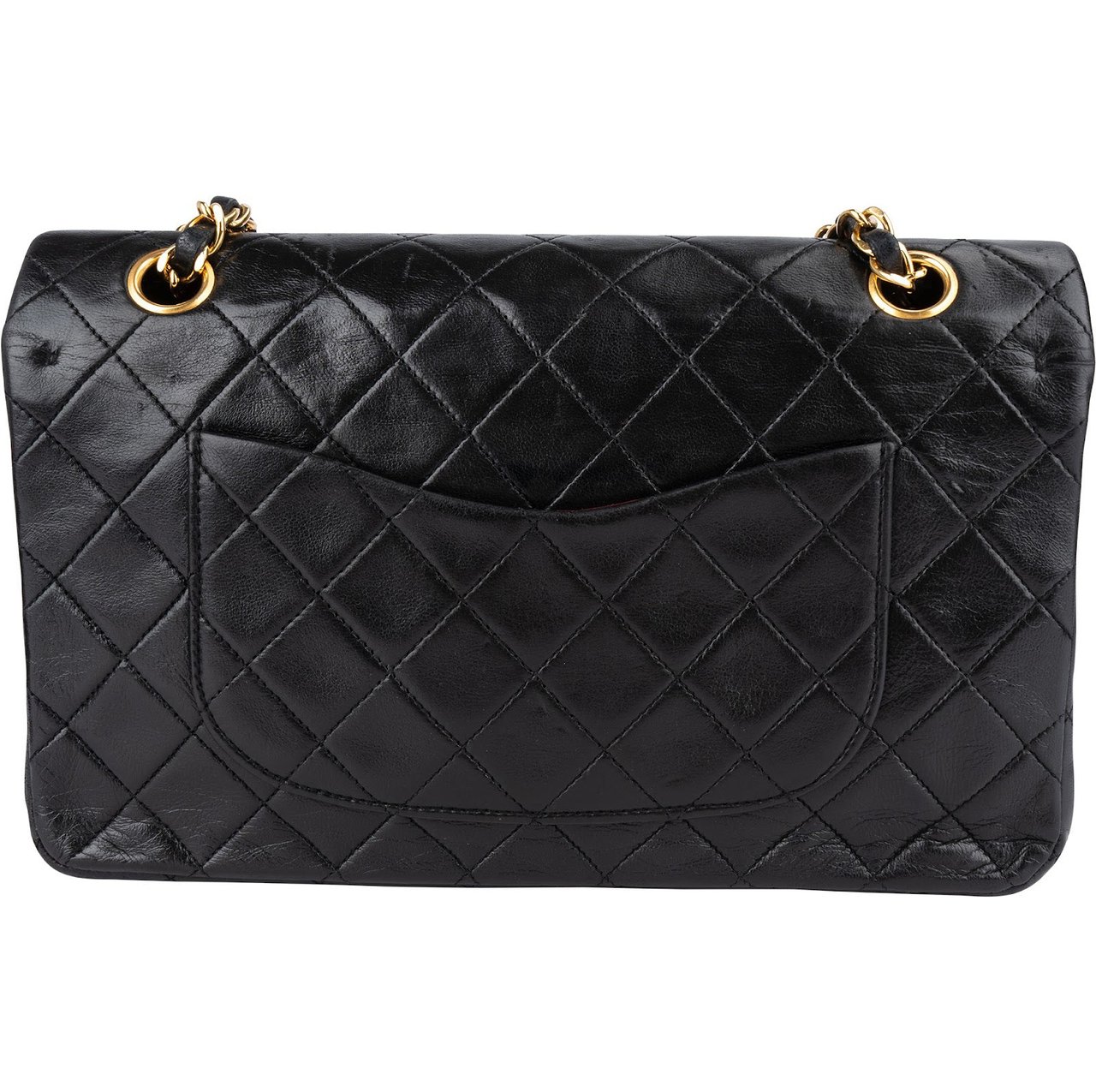 Chanel Chanel Quilted Lambskin 24K Gold Medium Double Flap Crossbody Bag Zwart