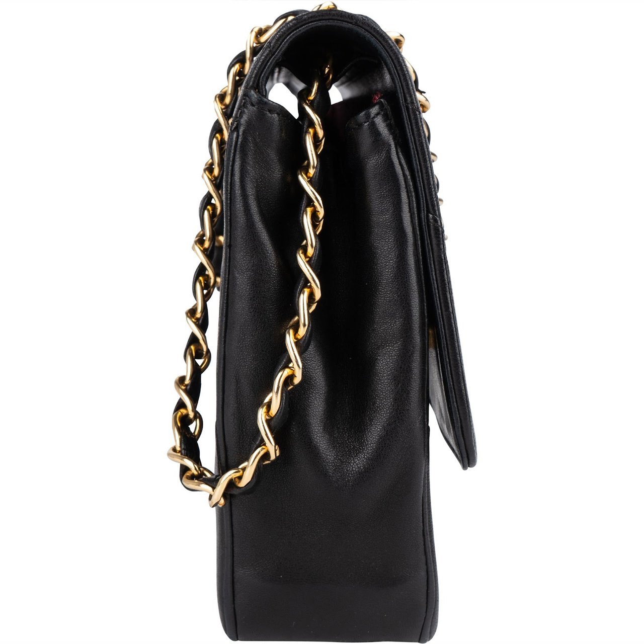 Chanel Chevron Lambskin 24K Gold Single Flap Shoulder Bag Zwart