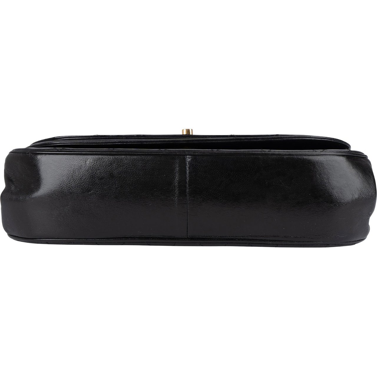 Chanel Quilted Lambskin 24K Gold Half Moon Single Flap Shoulder Bag Zwart