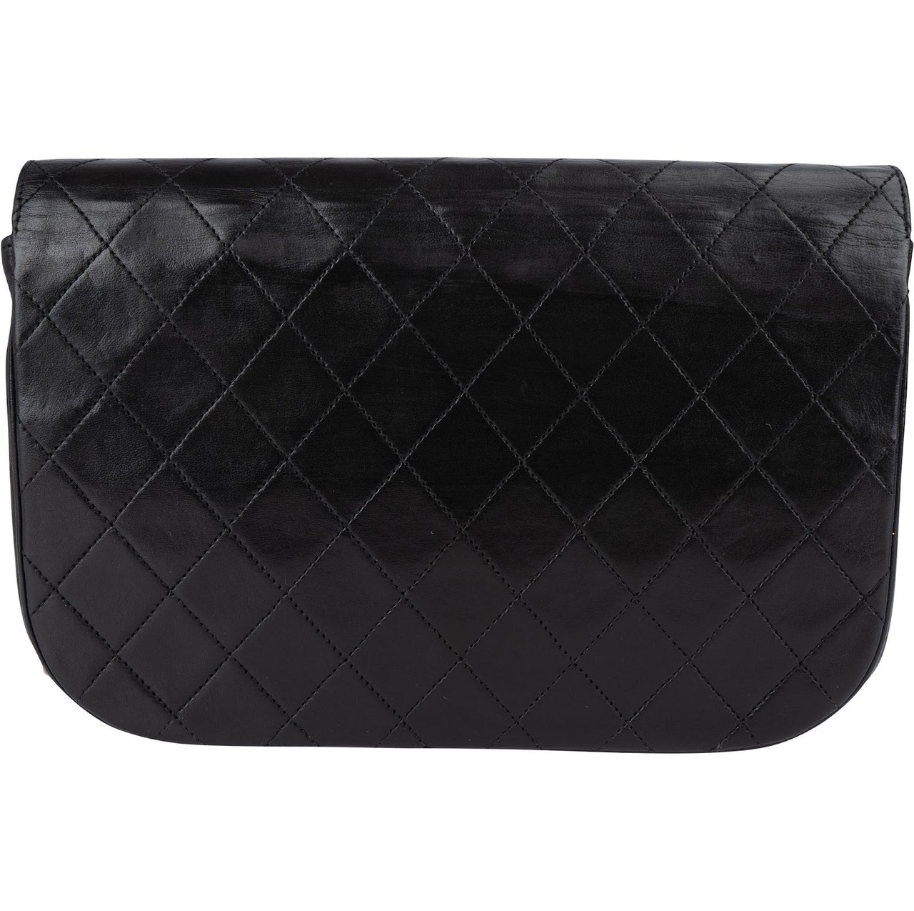 Chanel Quilted Lambskin 24K Gold Half Moon Single Flap Shoulder Bag Zwart