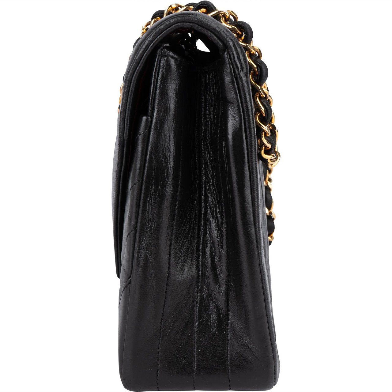 Chanel Chanel Chevron Lambskin 24K Gold Single Flap Shoulder Bag Zwart