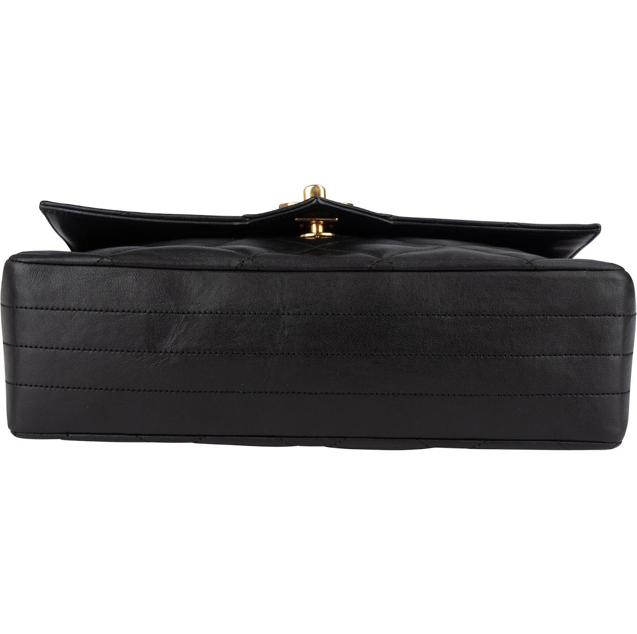 Chanel Chanel Quilted Lambskin 24K Gold Single Flap Crossbody Bag Zwart