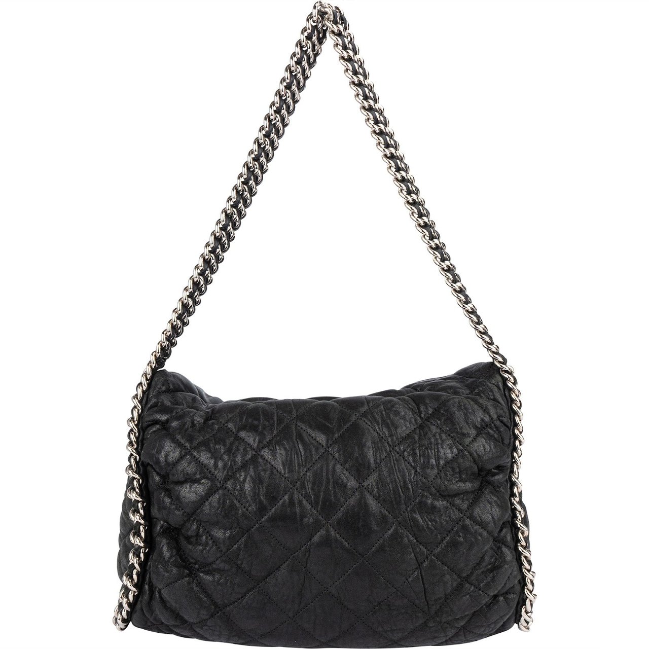 Chanel Quilted Calfskin Bubble Jumbo Single Flap Shoulder Bag Zwart