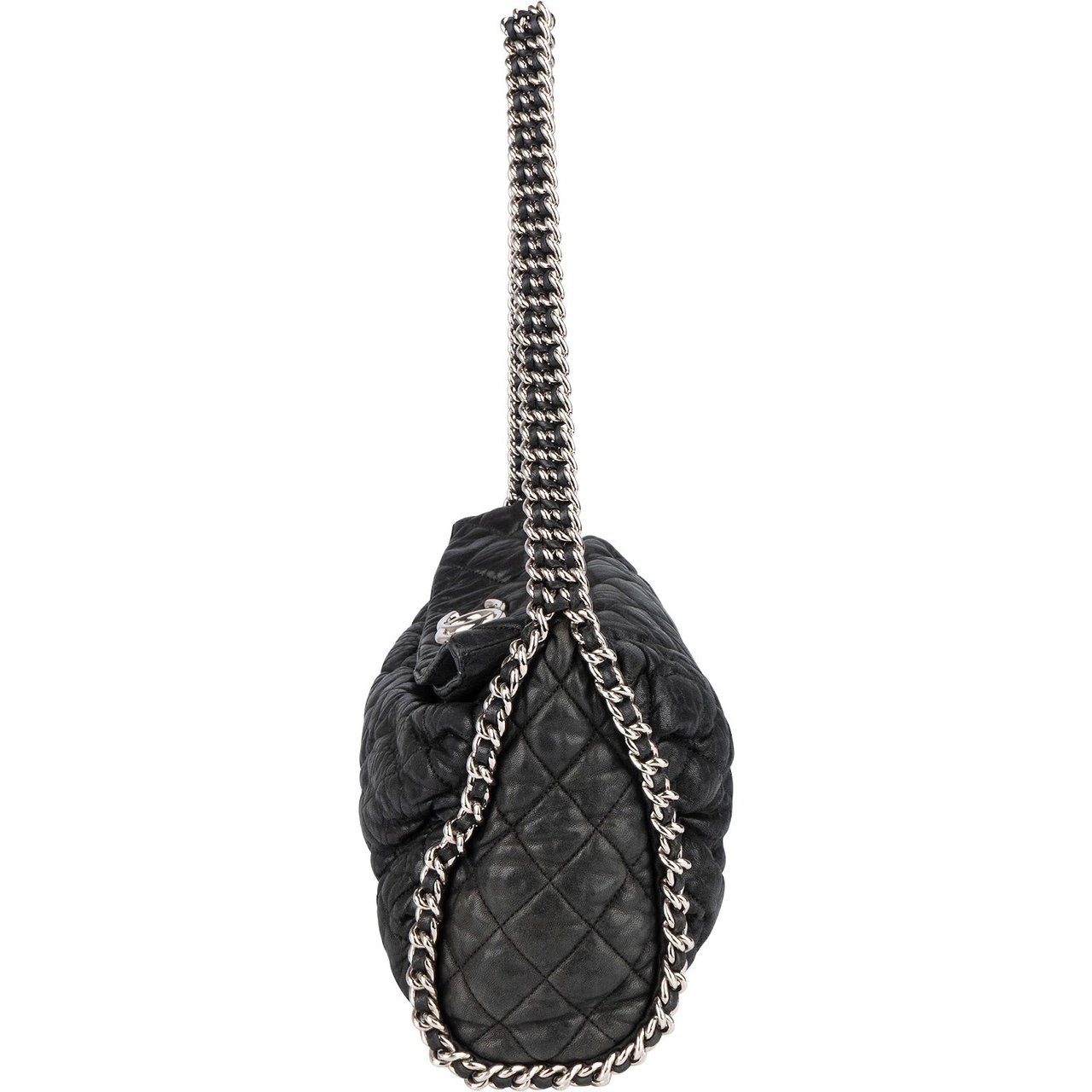 Chanel Chanel Quilted Calfskin Bubble Jumbo Single Flap Shoulder Bag Zwart