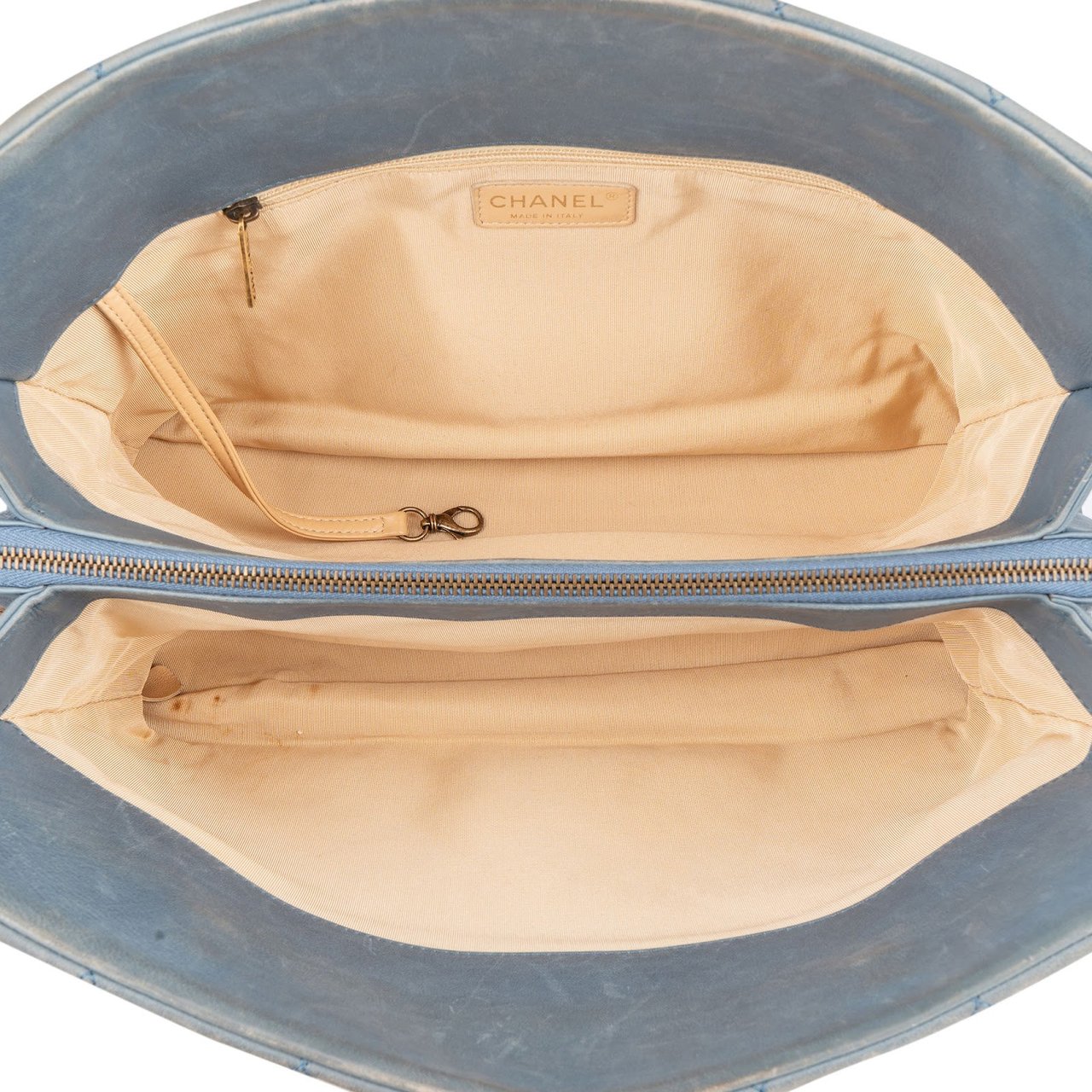 Chanel Chanel Quilted Lambskin CC Crown Tote Shoulder Bag Blauw