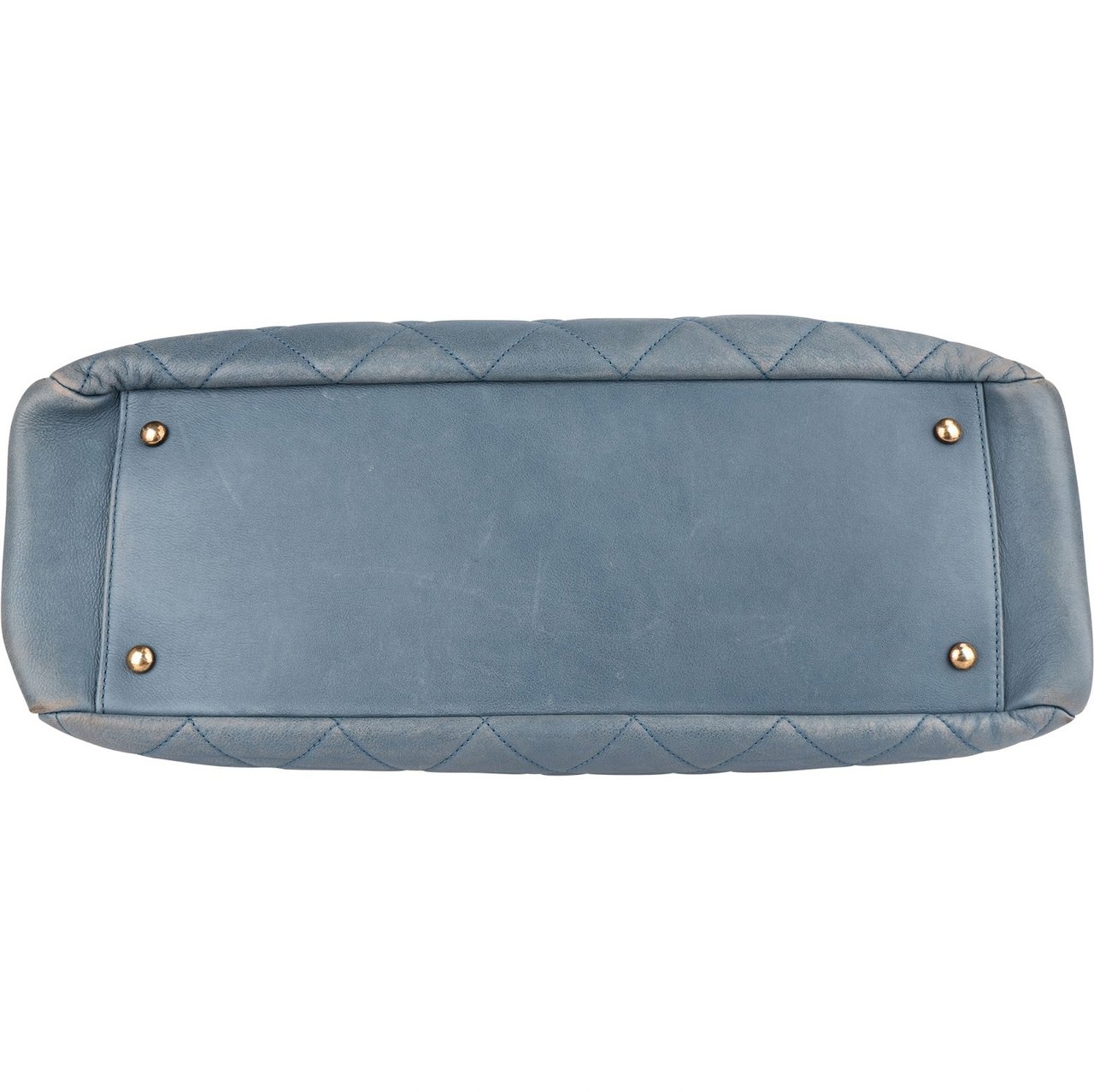 Chanel Quilted Lambskin CC Crown Tote Shoulder Bag Blauw