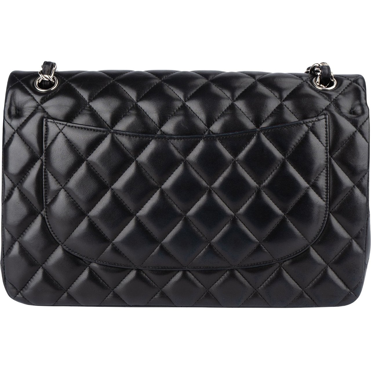 Chanel Chanel Quilted Lambskin Jumbo Double Flap Crossbody Bag Zwart